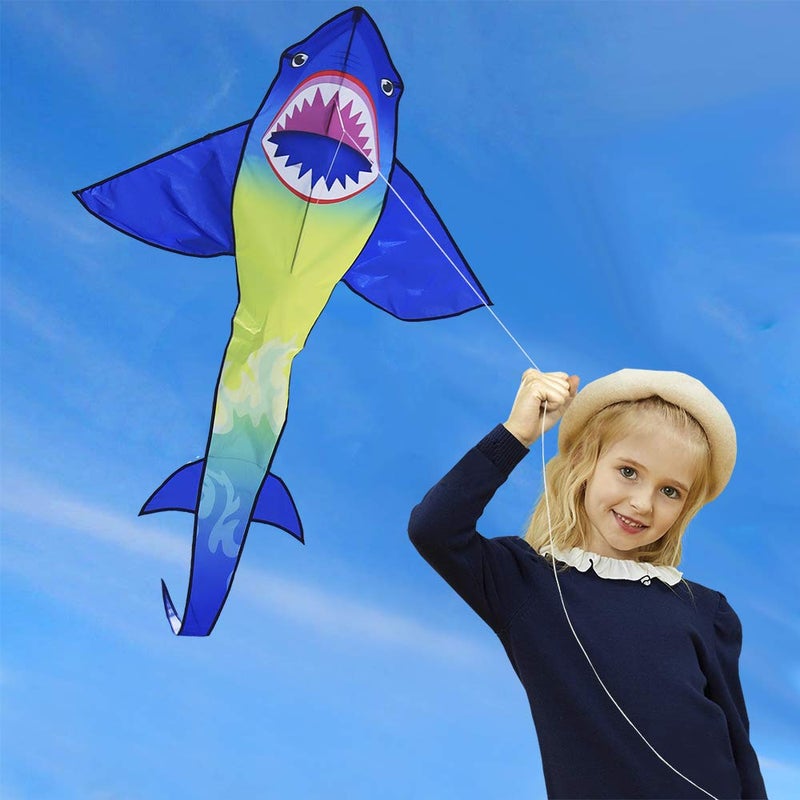 HONBO Large Shark Kites for Kids & Adults, Easy to Fly, Beginner Kite for Boys & Girls for Outdoor Game, Beach Trip, and 60 Meters String for Summer - Image 4
